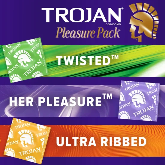 Trojan Pleasure Pack Lubricated Latex Textured Condoms Assorted 3-Pack - Image 3