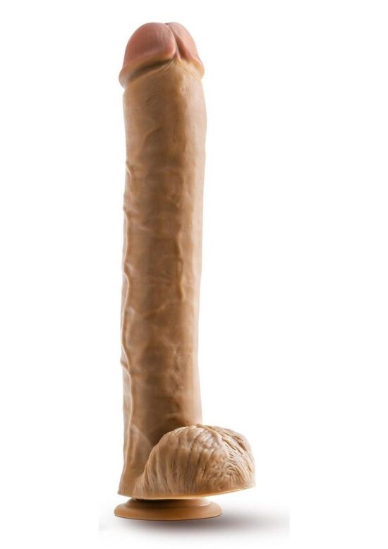 Dr. Skin Silver Collection Dr. Michael Dildo with Balls and Suction Cup 14in - Caramel - Image 3