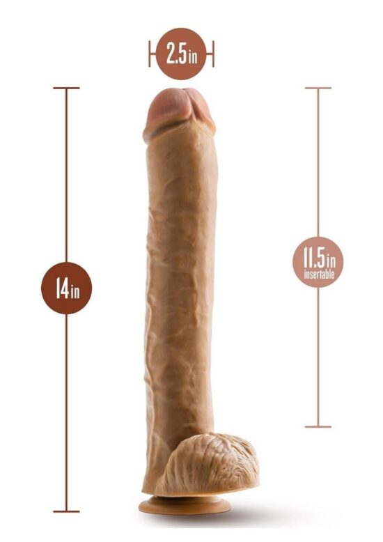 Dr. Skin Silver Collection Dr. Michael Dildo with Balls and Suction Cup 14in - Caramel - Image 5