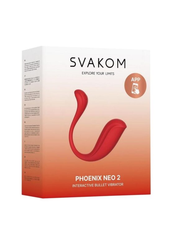 Svakom Phoenix Neo 2 Interactive Rechargeable Silicone Bullet Vibrator with Remote Control - Red
