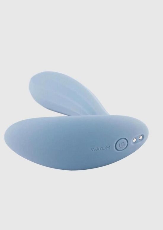 Svakom Erica Rechargeable Silicone App Compatible Dual Vibrator with Clitoral Stimulator and Remote Control -Dusty Blue - Image 4