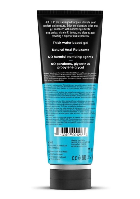 Wicked Jelle Plus Water Based Anal Lubricant with Relaxants 8oz - Image 3
