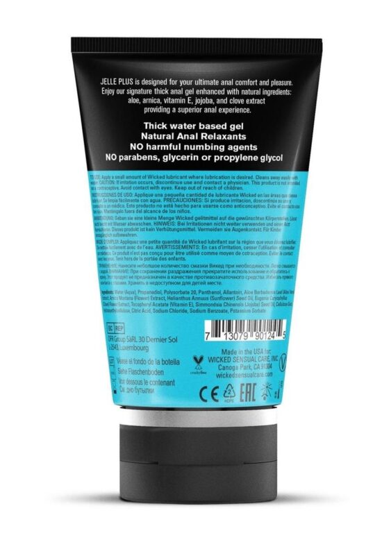 Wicked Jelle Plus Water Based Anal Lubricant with Relaxants 4oz - Image 3