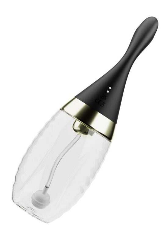 Anal Adventures Platinum Aqua Jet Rechargeable Silicone Anal Douche with Remote - Black/Clear - Image 3