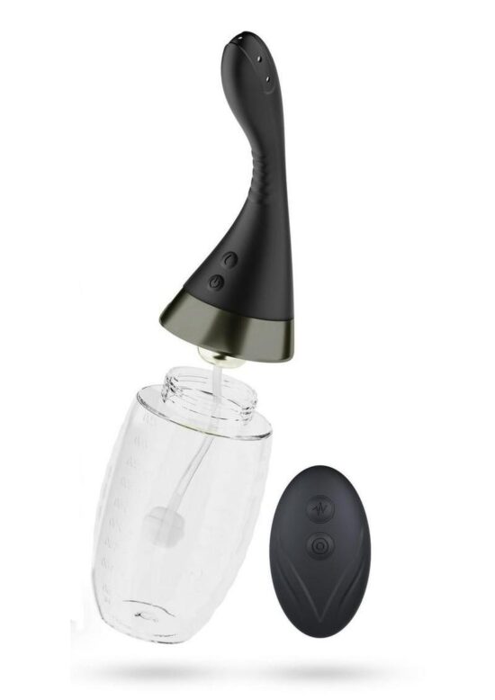 Anal Adventures Platinum Aqua Jet Rechargeable Silicone Anal Douche with Remote - Black/Clear - Image 4