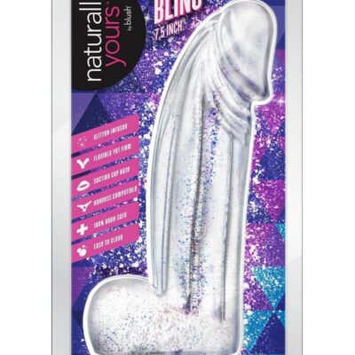 Naturally Yours Bling Dildo with Balls 7.5in – Sparkling Clear