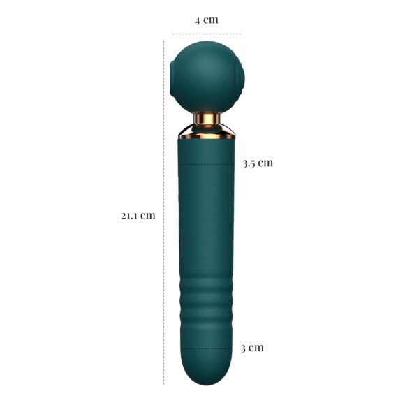 10-Speed 3-in-1 Sucking & Thrusting Silicone Wand Massager in Green – Rechargeable & Waterproof - Image 10