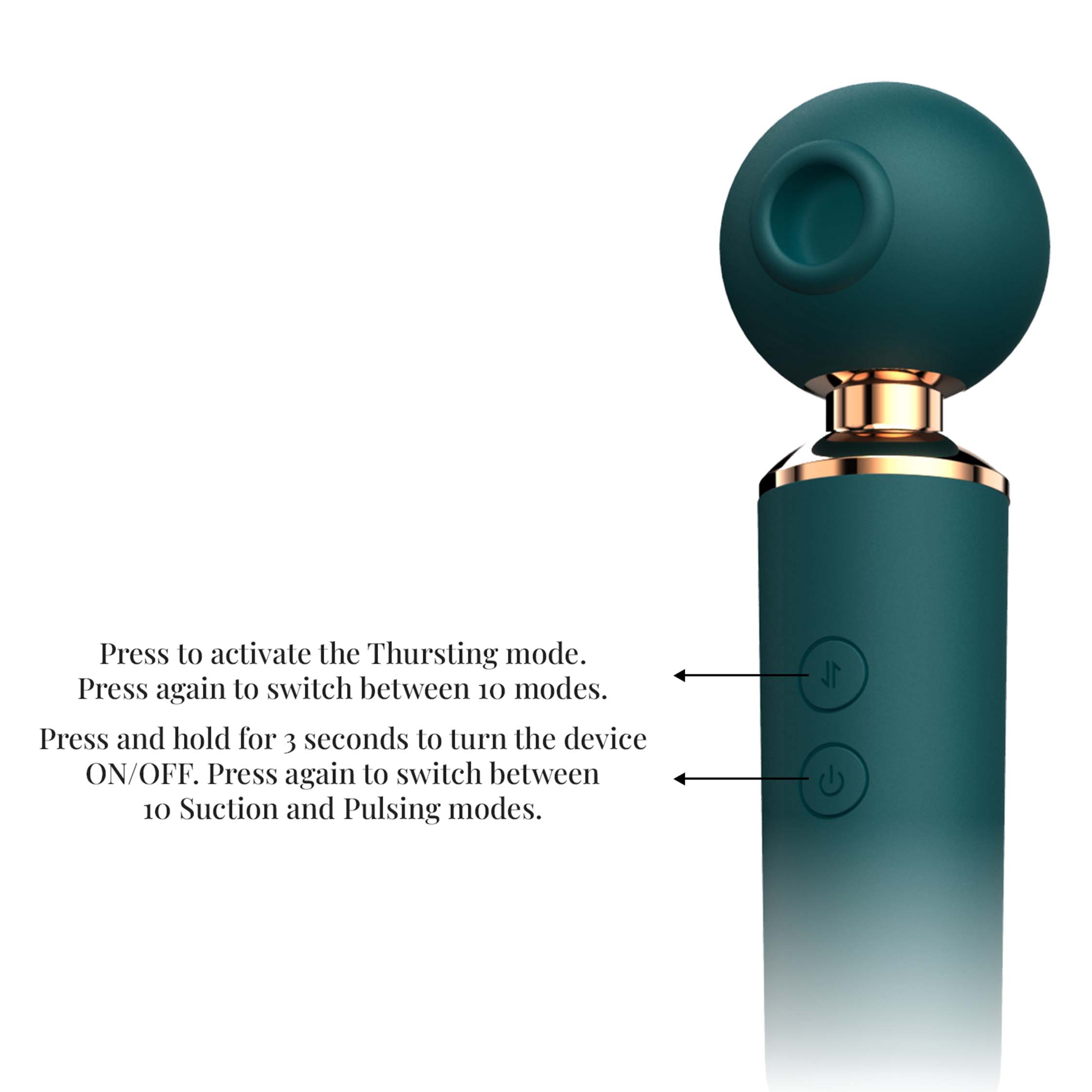 10-Speed 3-in-1 Sucking & Thrusting Silicone Wand Massager in Green – Rechargeable & Waterproof - Image 11