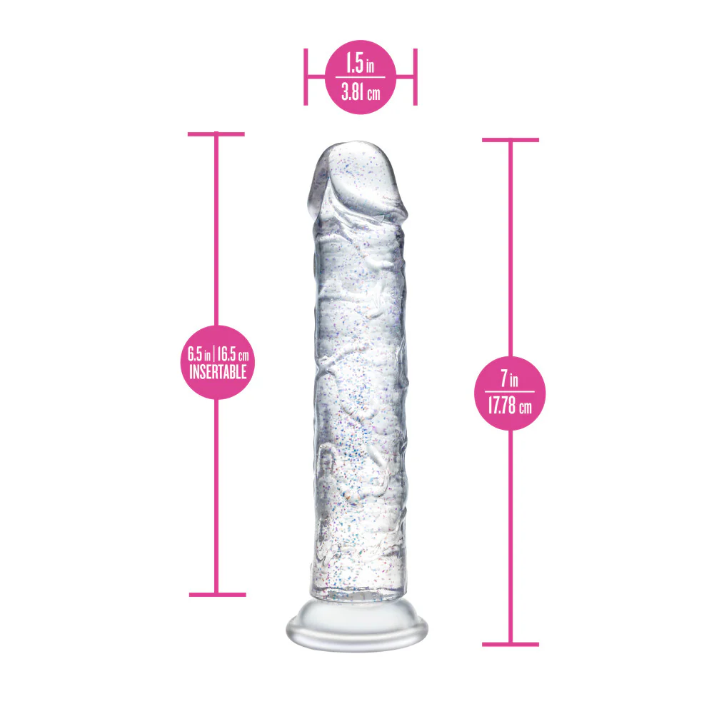 Naturally Yours Glamor Dildo 7in - Sparkling Clear - Image 4
