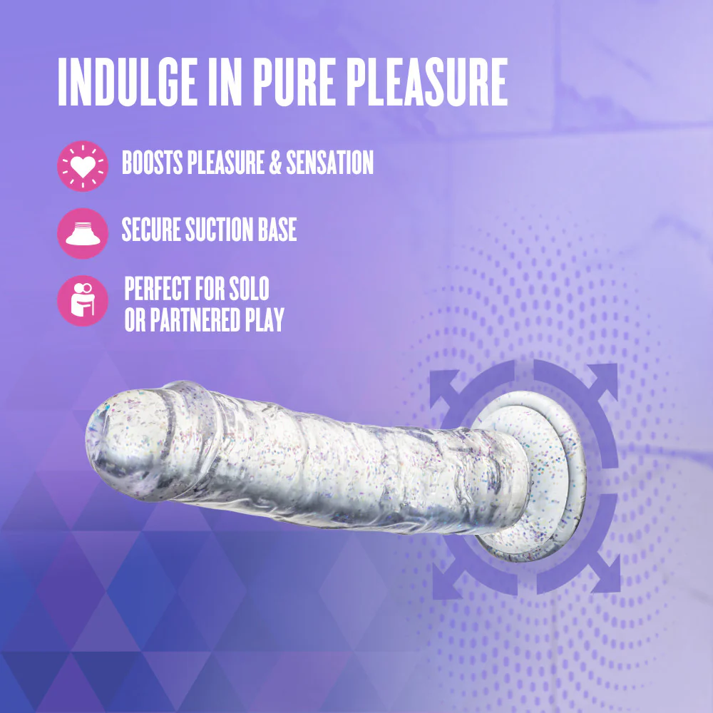 Naturally Yours Glamor Dildo 7in - Sparkling Clear - Image 5