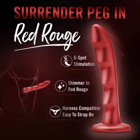 Temptasia By Blush®| Jealousy 7 Inch Pegging Dildo - Harness & Strap On Compatible – Red Rouge - Image 3