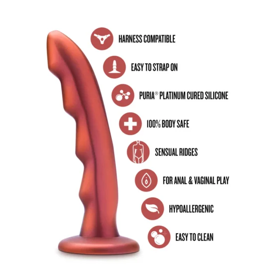 Temptasia By Blush®| Jealousy 7 Inch Pegging Dildo - Harness & Strap On Compatible – Red Rouge - Image 5
