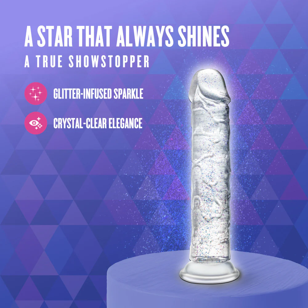 Naturally Yours Glamor Dildo 7in - Sparkling Clear - Image 11
