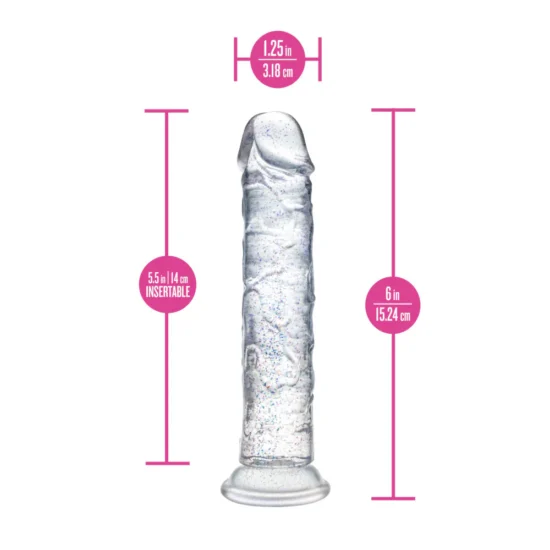 Naturally Yours Gala Dildo 6in - Sparkling Clear - Image 6