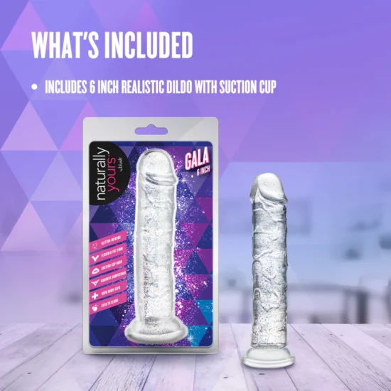 Naturally Yours Gala Dildo 6in - Sparkling Clear - Image 4