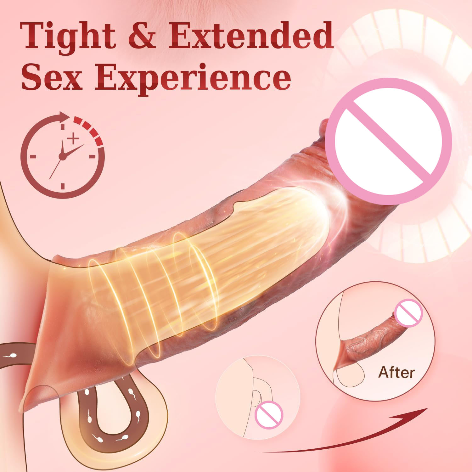 9-Speed Brown Rechargeable Silicone Vibrating Penis Sleeve with Remote Control & App-Controlled Features - Image 2