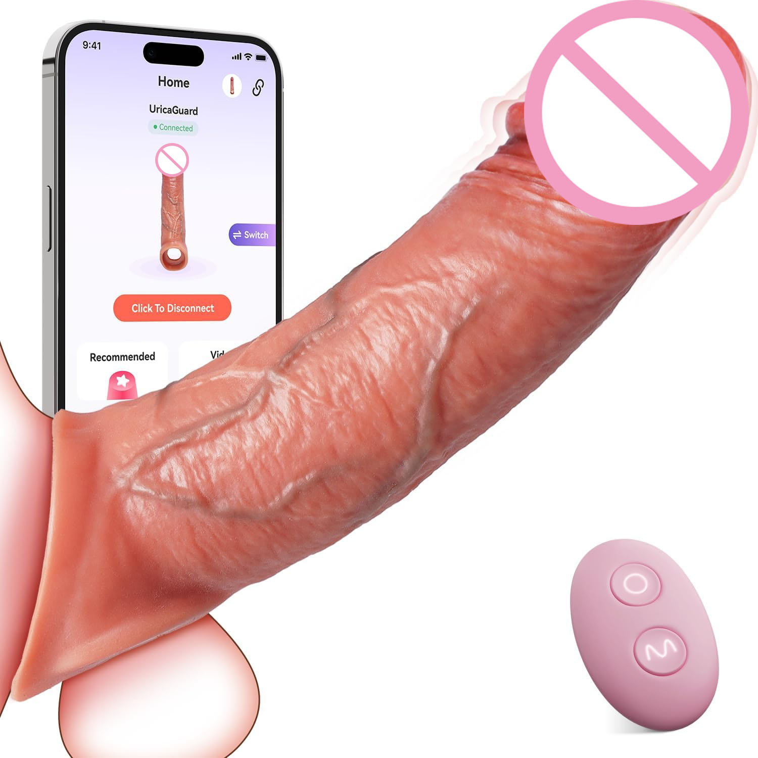 9-Speed Brown Rechargeable Silicone Vibrating Penis Sleeve with Remote Control & App-Controlled Features