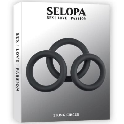 Selopas 3 Ring Circus Silicone Cock Ring – Black