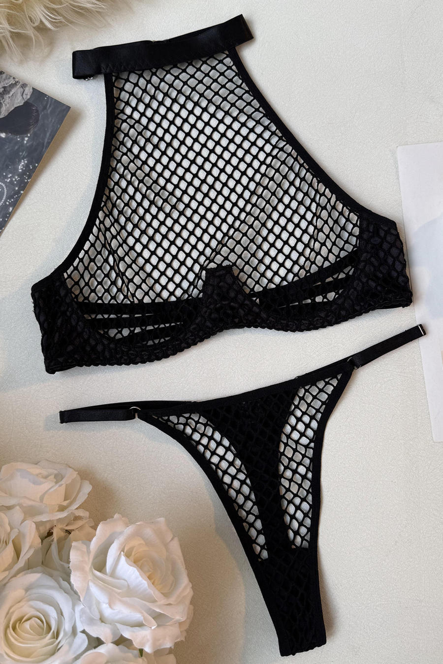 Sexy high stretch solid color halter-neck two-piece set(with underwire) - Image 6