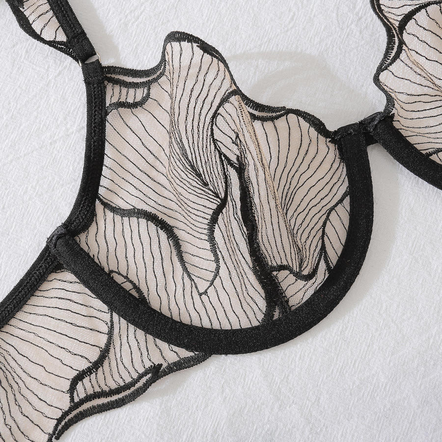 Sexy stretch see through mesh embroidery underwire bra & panty set - Image 7