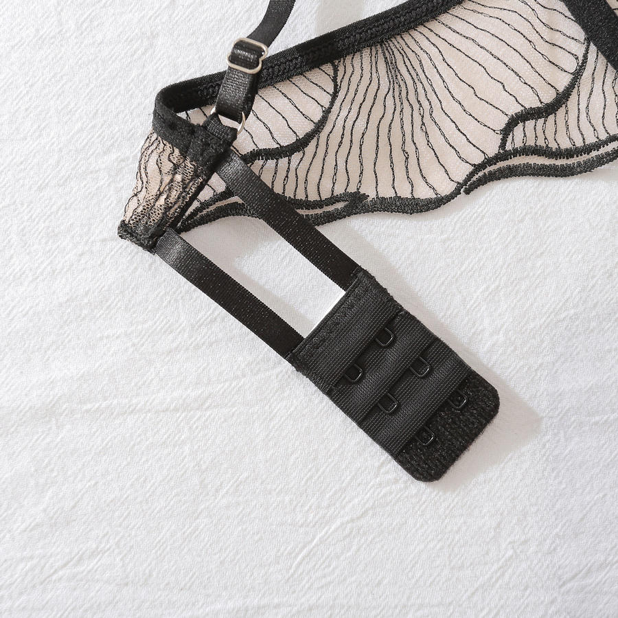 Sexy stretch see through mesh embroidery underwire bra & panty set - Image 8