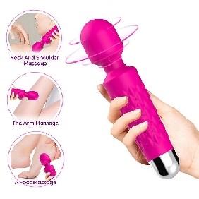 Popular Pink Color 9 Speeds Rechargeable Silicone Wand Massager - Image 6