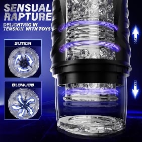 7-Speed Black Rechargeable Masturbator with Thrusting & Rotating Functions - Image 4