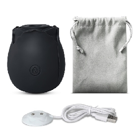 10-Function Black Color Silicone Clitoral Sucking Rose Vibrator - Image 2