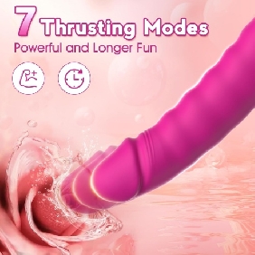 7-Speed Magenta Rechargeable Silicone Vibrator with Thrusting Function - Image 3