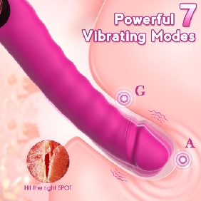 7-Speed Magenta Rechargeable Silicone Vibrator with Thrusting Function - Image 4