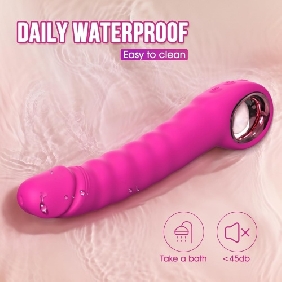 7-Speed Magenta Rechargeable Silicone Vibrator with Thrusting Function - Image 5