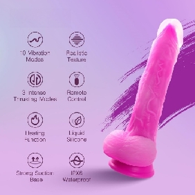 10-Speed Magenta Remote-Controlled Rechargeable Thrusting & Vibrating Silicone Dildo - Image 2