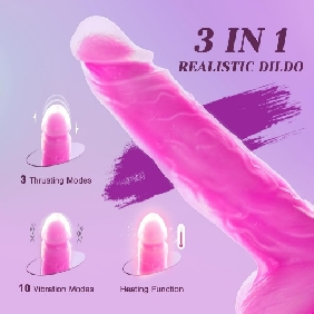 10-Speed Magenta Remote-Controlled Rechargeable Thrusting & Vibrating Silicone Dildo - Image 3