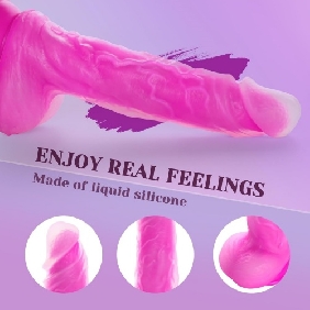 10-Speed Magenta Remote-Controlled Rechargeable Thrusting & Vibrating Silicone Dildo - Image 4