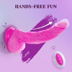 10-Speed Magenta Remote-Controlled Rechargeable Thrusting & Vibrating Silicone Dildo - Image 6