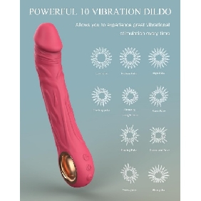 8.87 Inch Magenta 10-Mode Waterproof Rechargeable Vibrating Silicone Dildo - Image 9