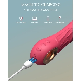 8.87 Inch Magenta 10-Mode Waterproof Rechargeable Vibrating Silicone Dildo - Image 5