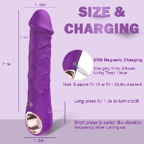7.09'' Dark Purple Bendable Silicone Rechargeable Realistic Vibrator – 10 Modes, Waterproof - Image 4