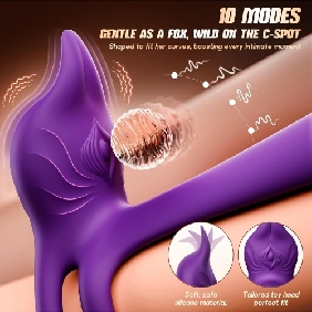 5.32'' Purple Waterproof Rechargeable App-Controlled Vibrating Cock Ring – 10-Mode Tongue Extension and Dual Remote Control - Image 7