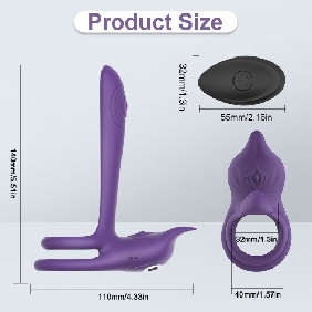 5.32'' Purple Waterproof Rechargeable App-Controlled Vibrating Cock Ring – 10-Mode Tongue Extension and Dual Remote Control - Image 3