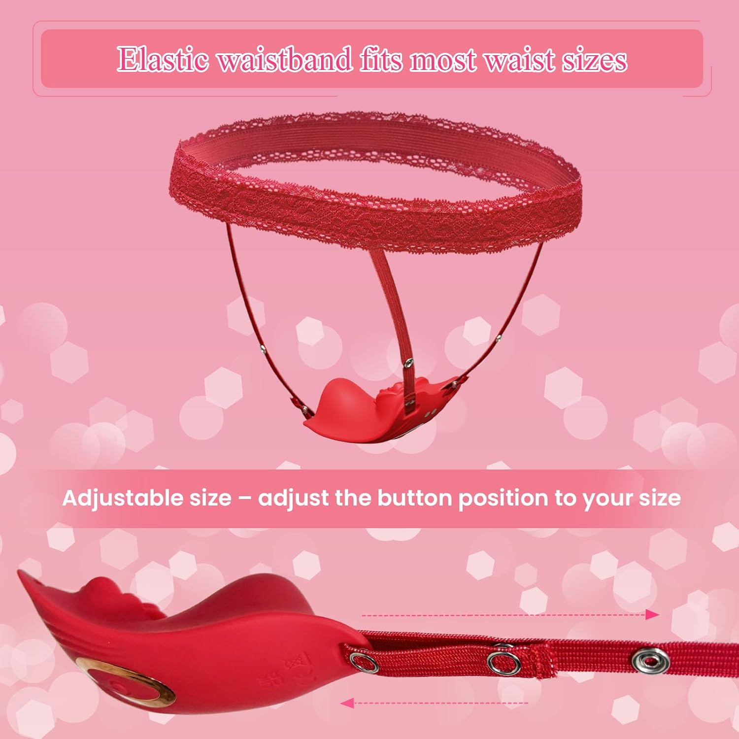 10-Speed Red Rose Shape Waterproof Rechargeable Remote Control Silicone Wearable Panty Vibrator - Image 5