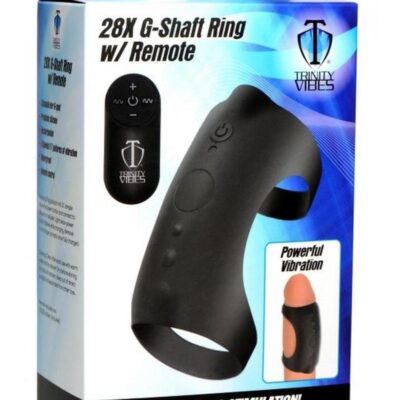Trinity Men 7X G-Shaft Silicone Rechargeable Cock Ring with Remote Control – Black