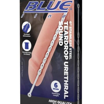 Blue Line Teardrop Urethral Sound 6in – Stainless Steel