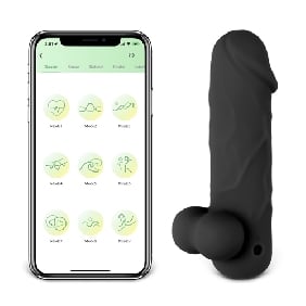 App-Controlled Black 10-Speed Rechargeable Waterproof Vibrating Mini Dildo - Image 2