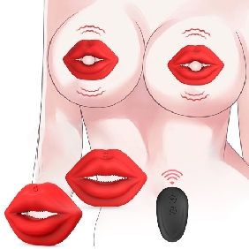Red 9-Speed Rechargeable Silicone Vibrating Nipple Clamps with Remote Control - Image 2