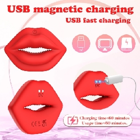 Red 9-Speed Rechargeable Silicone Vibrating Nipple Clamps with Remote Control - Image 5