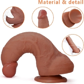 7.88" Deep Flesh Silicone Dildo with Strong Suction Cup - Image 2