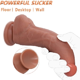 7.88" Deep Flesh Silicone Dildo with Strong Suction Cup - Image 3