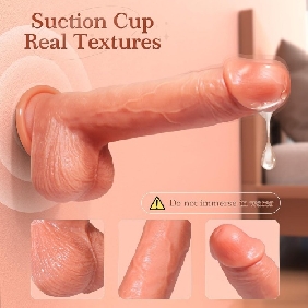 9-Speed Flesh Color App-Controlled Rechargeable Thrusting Silicone Dildo with Vibration & Heating - Image 2