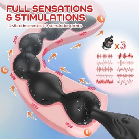 14.4 Inch 10-Speed Black Rechargeable Silicone Vibrating Anal Beads with 3 Strong Motors - Image 6
